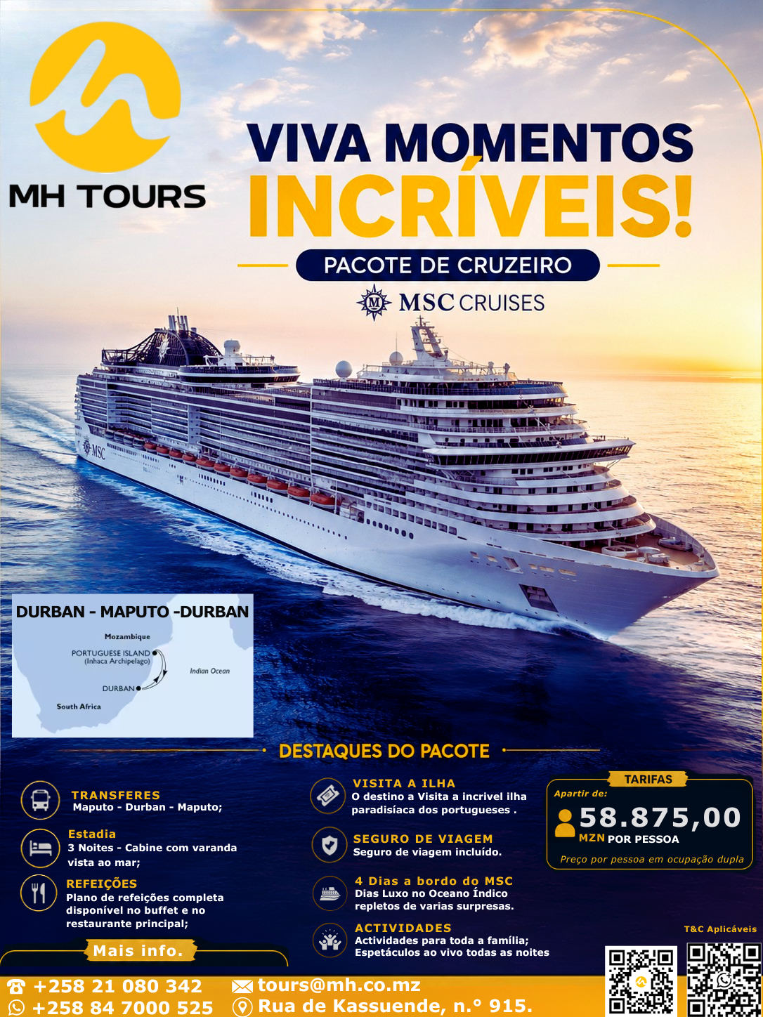 Pacote Cruzeiro MSC Durban - Maputo - Durban
